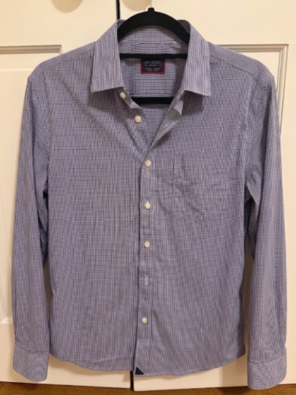 UNTUCKit Ducale Purple Gingham Check Regular Fit Stretch Shirt Medium